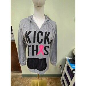 Material Girl Active Juniors Size S Gray Kick This Pullover Hooded Sweatshirt